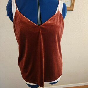 burnt orangy/brown velvety tank